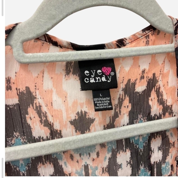 Pre-owned Eye Candy Patterned Fringe Kimono - Pink and Black - Picture 4 of 4